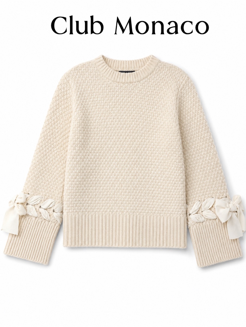 🤍 Club Monaco Weronika Wool Blend Ribbon Sweater